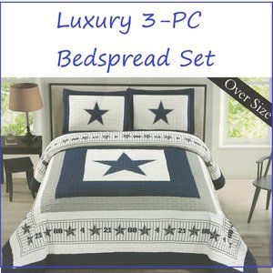 3 Piece Quilted Bedspread Set - Dallas Cowboys Blue Star Queen & King Size